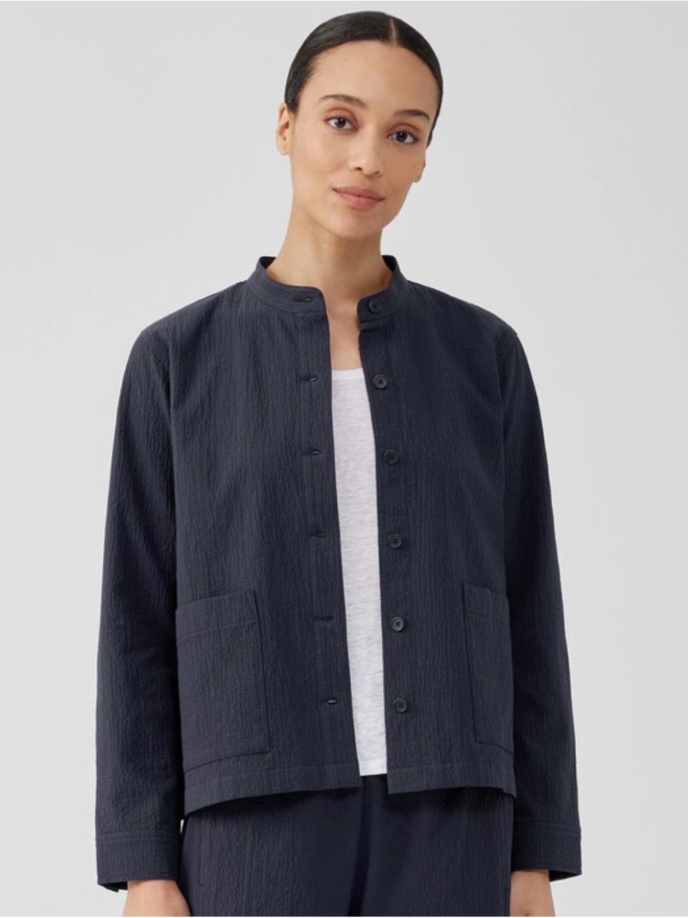 Eileen Fisher Organic Cotton Pucker Shirt Jacket Size XS NWOT